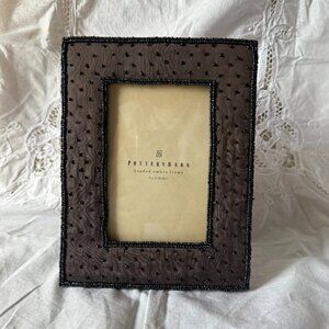Pottery Barn Fabric Frame 4x6 Purple Beaded Tabletop Display